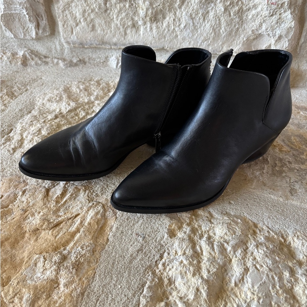 Franco Sarto Elegant Black Leather Ankle Boots Booties